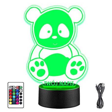 LAMPKA NOCNA LED MIŚ POLARNY PANDA 3D + PILOT prezent URODZINY statuetka