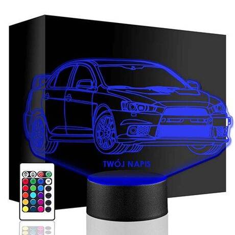 LAMPKA NOCNA LED MITSUBISHI LANCER 3D + PILOT prezent URODZINY statuetka