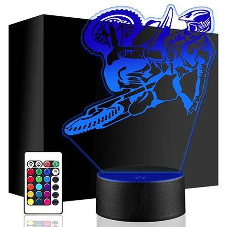 LAMPKA NOCNA LED MOTOCROSS MOTOR CROSS 3D PILOT prezent URODZINY statuetka