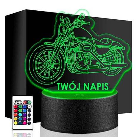 LAMPKA NOCNA LED MOTOR MOTOCYKL 3D + PILOT prezent URODZINY statuetka