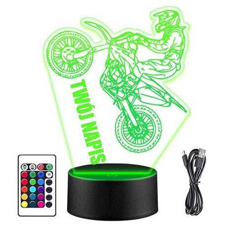 LAMPKA NOCNA LED MOTORCROSS ENDURO MOTOR + PILOT prezent URODZINY statuetka