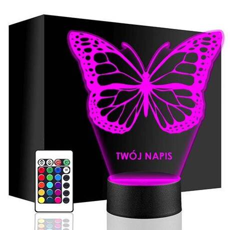 LAMPKA NOCNA LED MOTYL MOTYLEK 3D + PILOT prezent URODZINY statuetka