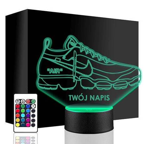 LAMPKA NOCNA LED NIKE AIR BUTY 3D + PILOT prezent URODZINY statuetka