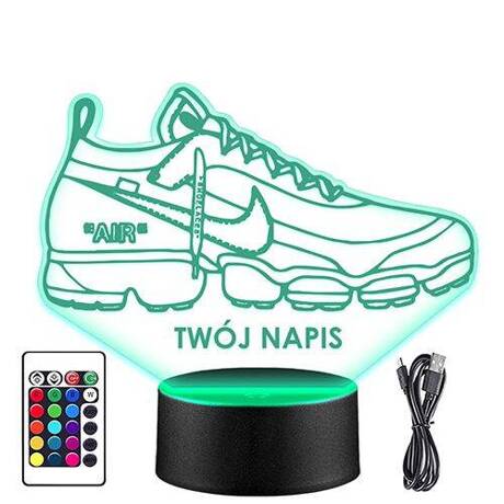 LAMPKA NOCNA LED NIKE AIR BUTY 3D + PILOT prezent URODZINY statuetka