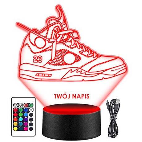 LAMPKA NOCNA LED NIKE AIR JORDAN BUTY 3D + PILOT prezent URODZINY statuetka