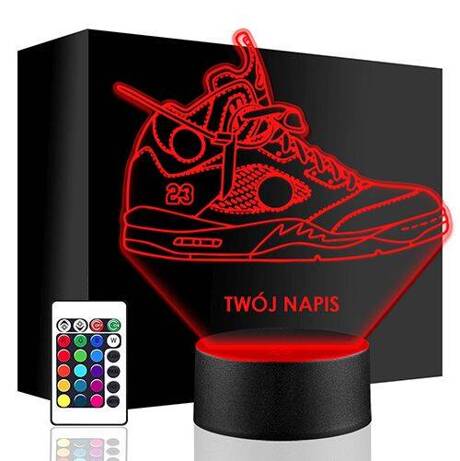 LAMPKA NOCNA LED NIKE AIR JORDAN BUTY 3D + PILOT prezent URODZINY statuetka