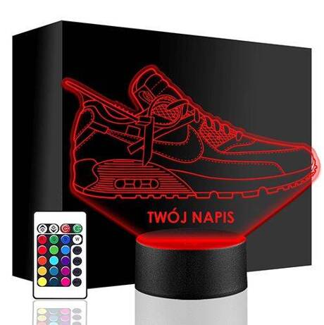 LAMPKA NOCNA LED NIKE AIR MAX BUTY 3D + PILOT prezent URODZINY statuetka