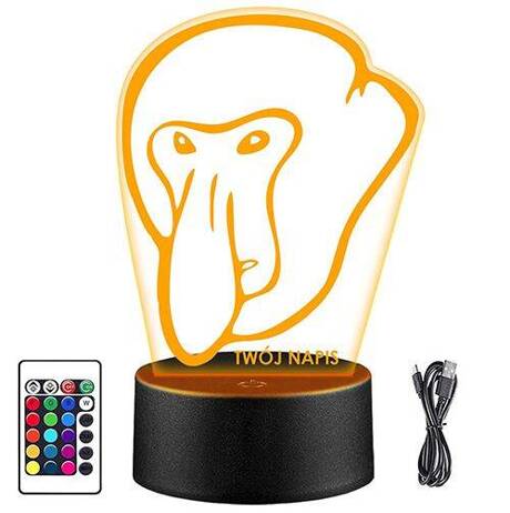 LAMPKA NOCNA LED NOSACZ 3D + PILOT prezent URODZINY statuetka