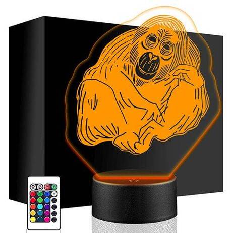 LAMPKA NOCNA LED ORANGUTAN MAŁPA 3D + PILOT prezent URODZINY statuetka