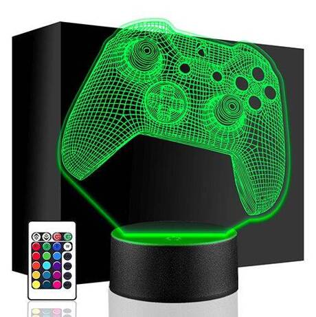 LAMPKA NOCNA LED PAD KONSOLA GAMEPAD 3D + PILOT prezent URODZINY statuetka