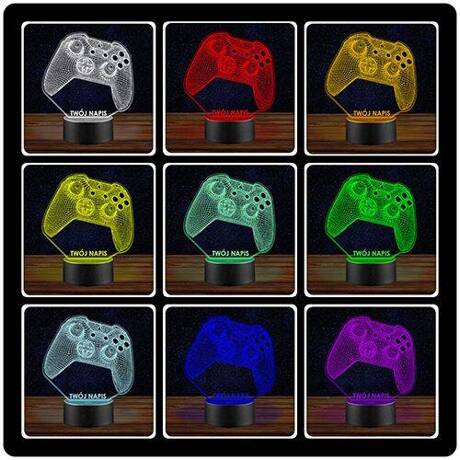 LAMPKA NOCNA LED PAD KONSOLA GAMEPAD 3D + PILOT prezent URODZINY statuetka