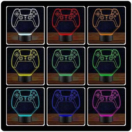 LAMPKA NOCNA LED PAD PLAYSTATION GRA 3D + PILOT prezent URODZINY statuetka