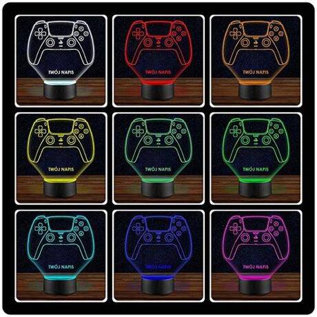 LAMPKA NOCNA LED PAD PLAYSTATION GRA 3D + PILOT prezent URODZINY statuetka