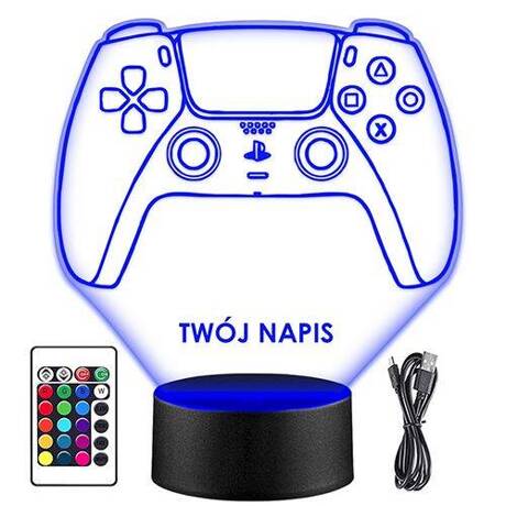 LAMPKA NOCNA LED PAD PLAYSTATION GRA 3D + PILOT prezent URODZINY statuetka