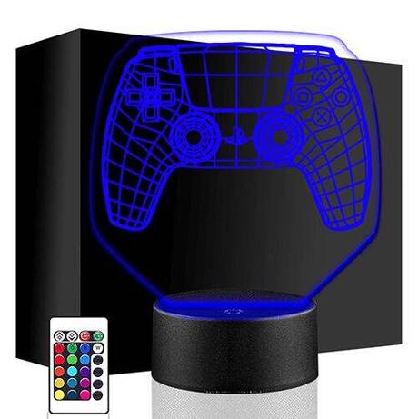 LAMPKA NOCNA LED PAD PS5 KONSOLA 3D + PILOT prezent URODZINY statuetka