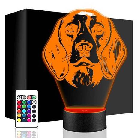 LAMPKA NOCNA LED PIES BEAGLE GOŃCZY 3D + PILOT prezent URODZINY statuetka