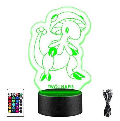 LAMPKA NOCNA LED POKEMON BRELOOM 3D + PILOT prezent URODZINY statuetka