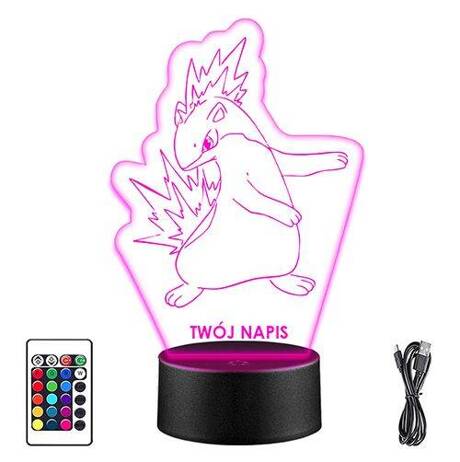 LAMPKA NOCNA LED POKEMON CYNDAQUIL 3D + PILOT prezent URODZINY statuetka