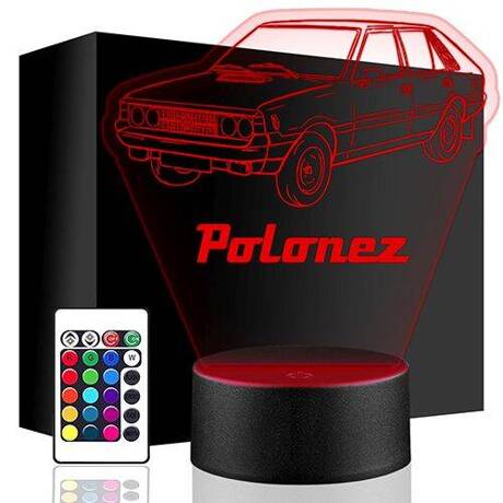 LAMPKA NOCNA LED POLONEZ AUTO AUTKO 3D + PILOT prezent URODZINY statuetka