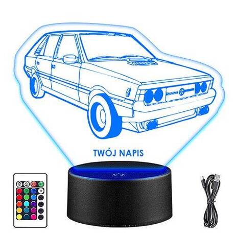 LAMPKA NOCNA LED POLONEZ AUTO AUTKO 3D + PILOT prezent URODZINY statuetka