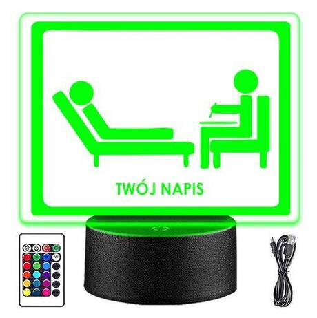 LAMPKA NOCNA LED PSYCHOLOGIA 3D + PILOT prezent URODZINY statuetka