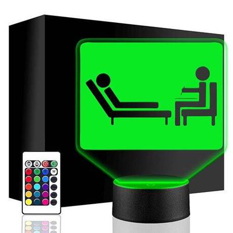 LAMPKA NOCNA LED PSYCHOLOGIA 3D + PILOT prezent URODZINY statuetka