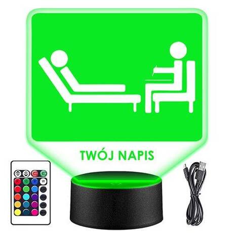 LAMPKA NOCNA LED PSYCHOLOGIA 3D + PILOT prezent URODZINY statuetka