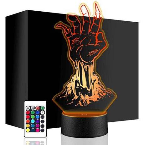 LAMPKA NOCNA LED RĘKA ZOMBIE HAND 3D + PILOT prezent URODZINY statuetka