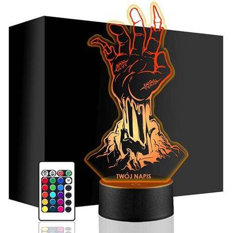 LAMPKA NOCNA LED RĘKA ZOMBIE HAND 3D + PILOT prezent URODZINY statuetka