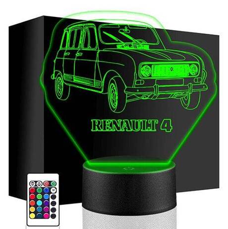 LAMPKA NOCNA LED RENAULT 4 AUTO AUTKO 3D + PILOT prezent URODZINY statuetka