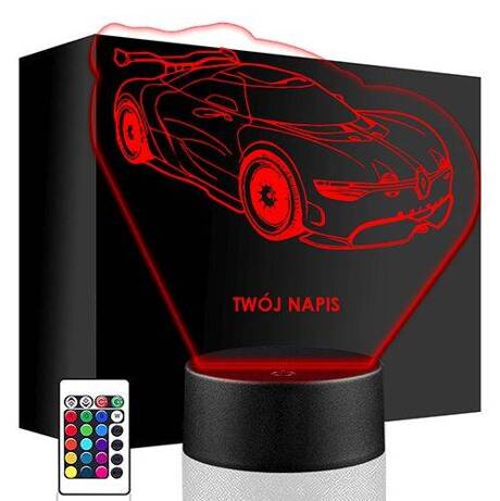 LAMPKA NOCNA LED RENAULT AUTO AUTKO 3D + PILOT prezent URODZINY statuetka