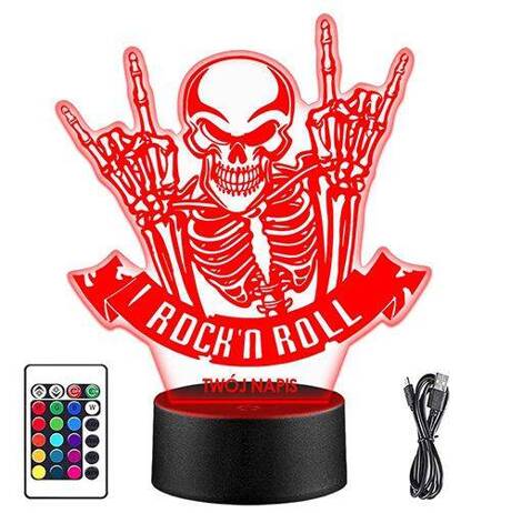 LAMPKA NOCNA LED ROCK AND ROLL 3D + PILOT prezent URODZINY statuetka