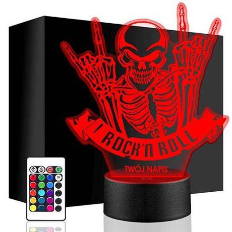 LAMPKA NOCNA LED ROCK AND ROLL 3D + PILOT prezent URODZINY statuetka