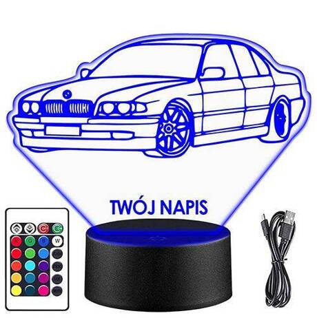 LAMPKA NOCNA LED SAMOCHÓD BMW E36 3D + PILOT prezent URODZINY statuetka