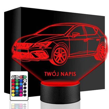 LAMPKA NOCNA LED SEAT LEON IBIZA 3D + PILOT prezent URODZINY statuetka