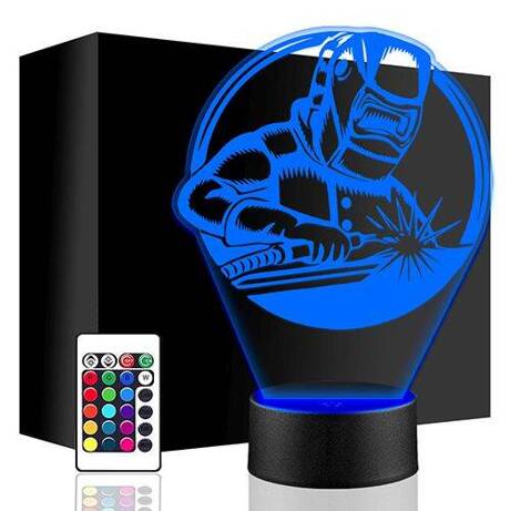 LAMPKA NOCNA LED SPAWACZ 3D + PILOT prezent URODZINY statuetka