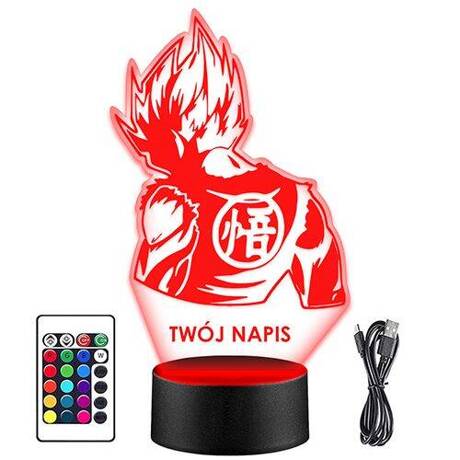 LAMPKA NOCNA LED SUPER SAIYAN GOKU 3D + PILOT prezent URODZINY statuetka