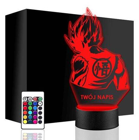 LAMPKA NOCNA LED SUPER SAIYAN GOKU 3D + PILOT prezent URODZINY statuetka