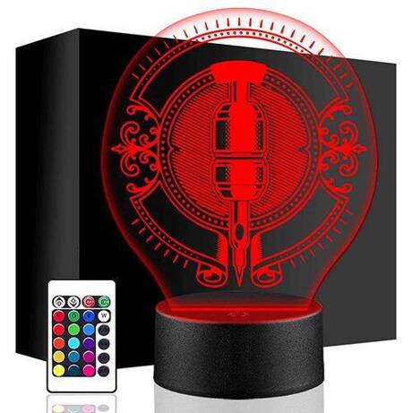 LAMPKA NOCNA LED TATTOO TATUAŻ 3D + PILOT prezent URODZINY statuetka