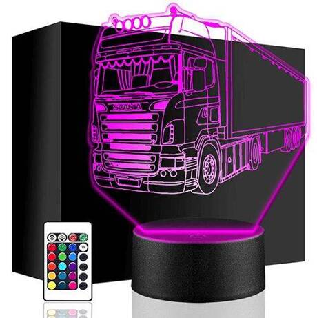 LAMPKA NOCNA LED TIR SCANIA CIĘŻARÓWKA 3D PILOT prezent URODZINY statuetka