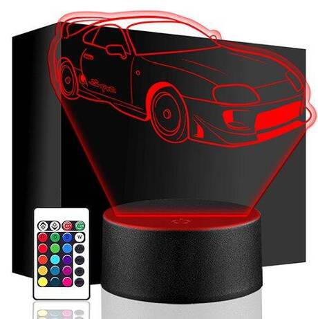 LAMPKA NOCNA LED TOYOTA SUPRA AUTO 3D + PILOT prezent URODZINY statuetka