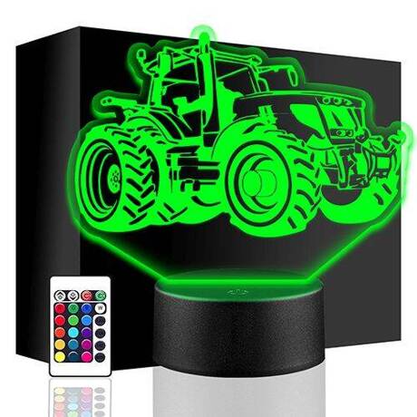 LAMPKA NOCNA LED TRAKTOR CIĄGNIK 3D + PILOT prezent URODZINY statuetka