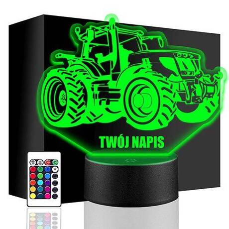 LAMPKA NOCNA LED TRAKTOR CIĄGNIK 3D + PILOT prezent URODZINY statuetka