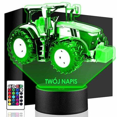 LAMPKA NOCNA LED TRAKTOR CIĄGNIK 3D + PILOT prezent URODZINY statuetka