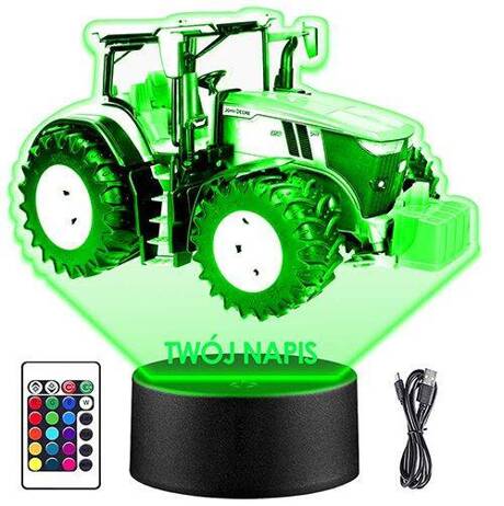 LAMPKA NOCNA LED TRAKTOR CIĄGNIK 3D + PILOT prezent URODZINY statuetka