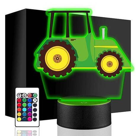 LAMPKA NOCNA LED TRAKTOREK TRAKTOR 3D + PILOT prezent URODZINY statuetka