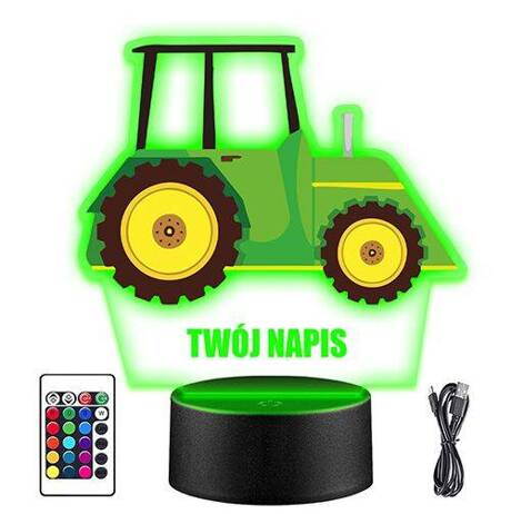 LAMPKA NOCNA LED TRAKTOREK TRAKTOR 3D + PILOT prezent URODZINY statuetka