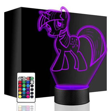 LAMPKA NOCNA LED TWILIGHT SPARKLE PONY 3D +PILOT prezent URODZINY statuetka