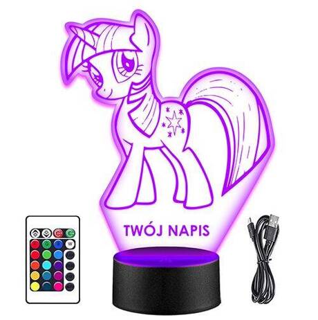 LAMPKA NOCNA LED TWILIGHT SPARKLE PONY 3D +PILOT prezent URODZINY statuetka