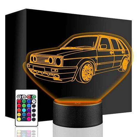 LAMPKA NOCNA LED VOLKSWAGEN GOLF 3D + PILOT prezent URODZINY statuetka